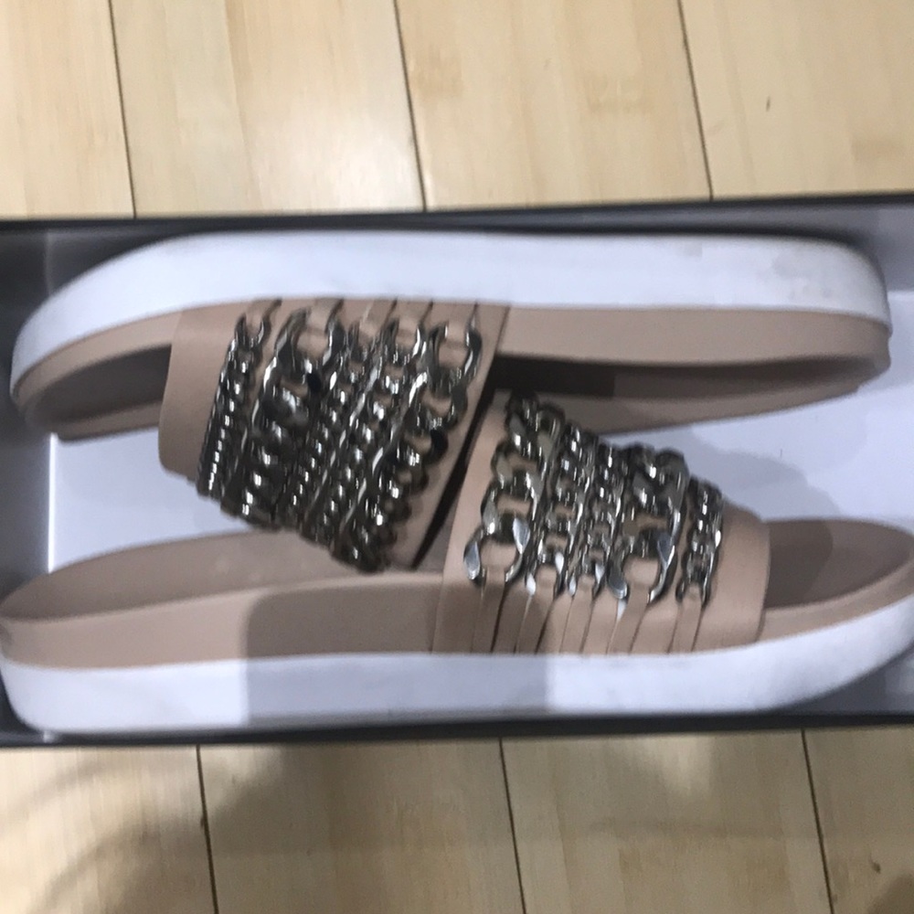 Shiloh slide Nude and silver